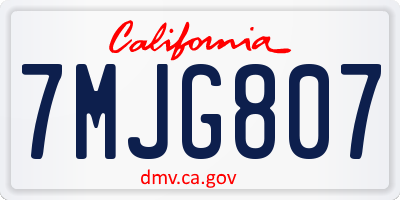 CA license plate 7MJG807