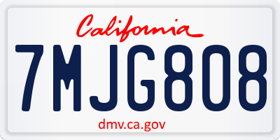 CA license plate 7MJG808