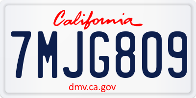 CA license plate 7MJG809