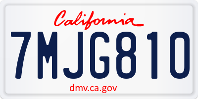 CA license plate 7MJG810