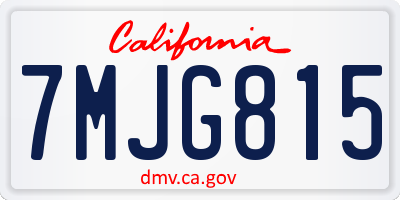 CA license plate 7MJG815