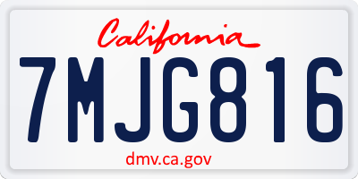 CA license plate 7MJG816