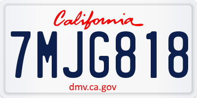 CA license plate 7MJG818