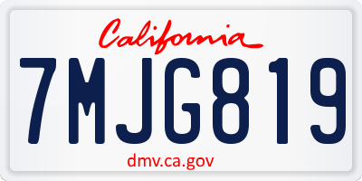 CA license plate 7MJG819