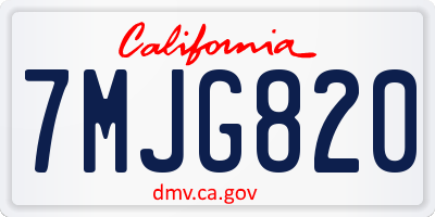 CA license plate 7MJG820