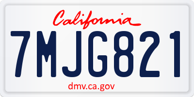 CA license plate 7MJG821