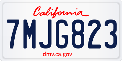 CA license plate 7MJG823