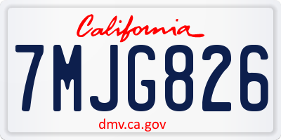 CA license plate 7MJG826