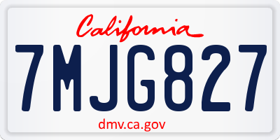 CA license plate 7MJG827