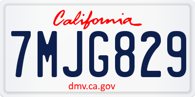 CA license plate 7MJG829