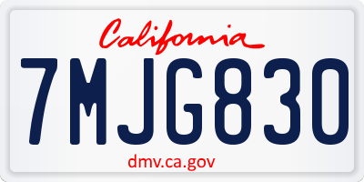 CA license plate 7MJG830