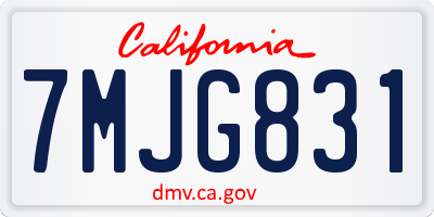 CA license plate 7MJG831