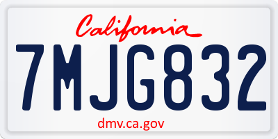 CA license plate 7MJG832