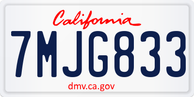 CA license plate 7MJG833