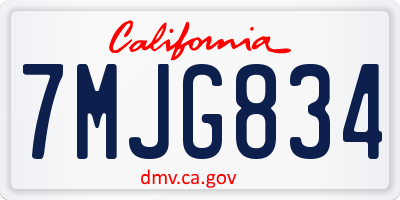 CA license plate 7MJG834