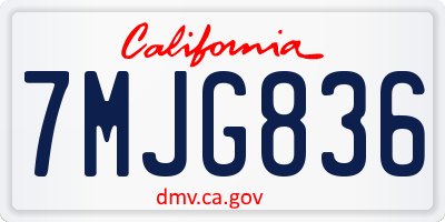 CA license plate 7MJG836