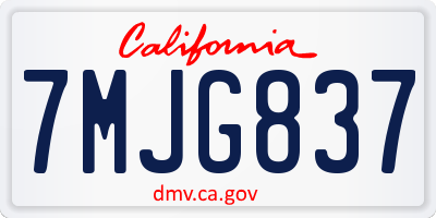 CA license plate 7MJG837