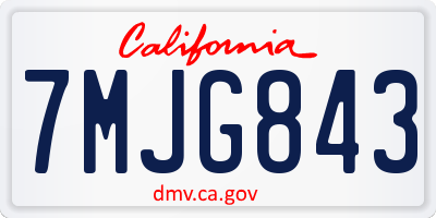 CA license plate 7MJG843