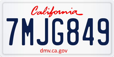 CA license plate 7MJG849