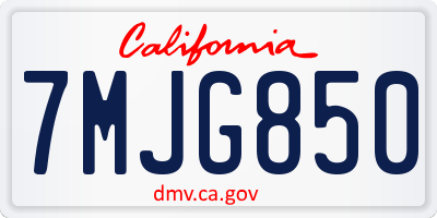 CA license plate 7MJG850