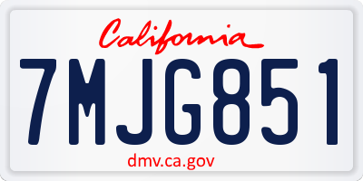 CA license plate 7MJG851