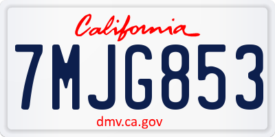 CA license plate 7MJG853