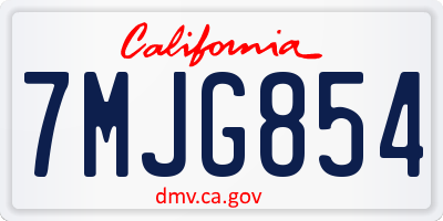 CA license plate 7MJG854