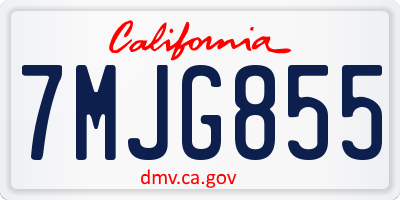 CA license plate 7MJG855