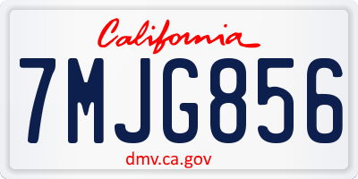 CA license plate 7MJG856