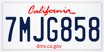 CA license plate 7MJG858