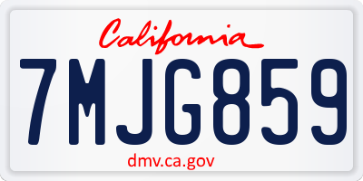 CA license plate 7MJG859