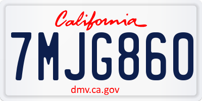 CA license plate 7MJG860