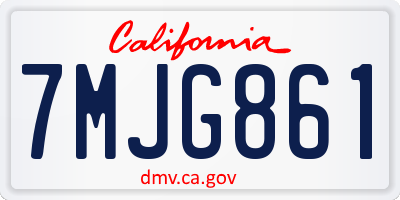 CA license plate 7MJG861