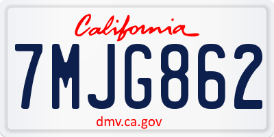 CA license plate 7MJG862