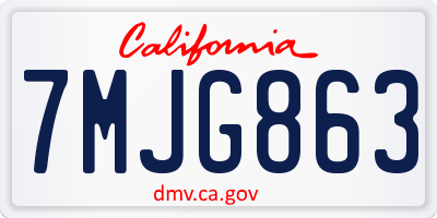 CA license plate 7MJG863