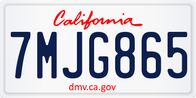 CA license plate 7MJG865