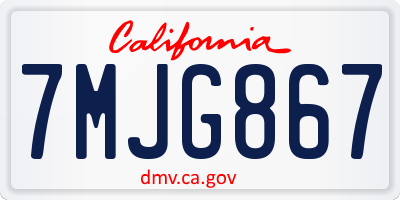 CA license plate 7MJG867