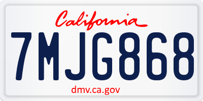 CA license plate 7MJG868