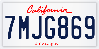 CA license plate 7MJG869