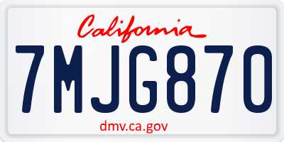 CA license plate 7MJG870