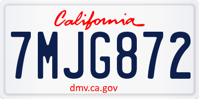 CA license plate 7MJG872