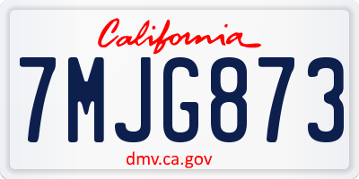 CA license plate 7MJG873