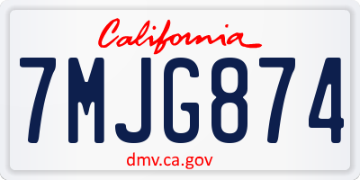 CA license plate 7MJG874