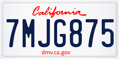 CA license plate 7MJG875