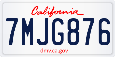 CA license plate 7MJG876