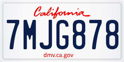 CA license plate 7MJG878