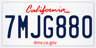 CA license plate 7MJG880