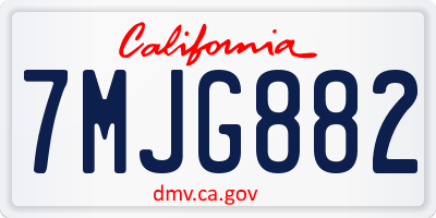 CA license plate 7MJG882