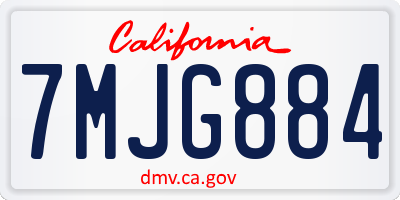 CA license plate 7MJG884