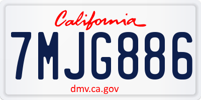 CA license plate 7MJG886